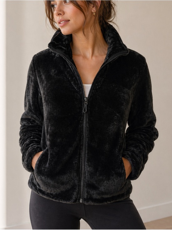 32 Degrees Tops - 32 Degrees Heat Black Faux Fur Collared Light Jacket size Small
